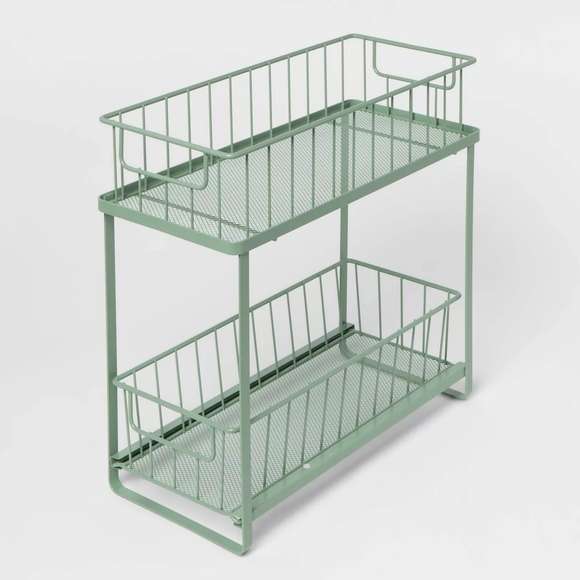 Other - Green Metal Two-Tier Slide Out Storage Rack